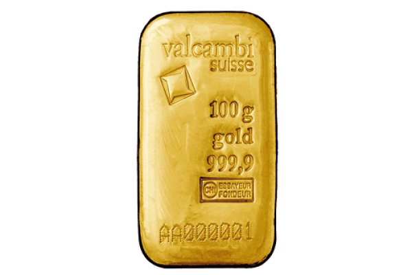 100g Valcambi Gold Cast Bar